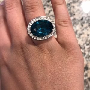 Turquoise Ring with Diamond Halo